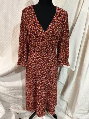 the melody smocked midi dress in daisy print Madewell Brown The Melody Scoopback Smocked Midi Dress In Daisy Print Small